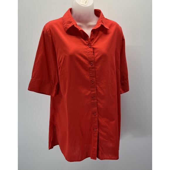 Chicos 1 Stretch Button Front Tunic Shirt Womens Plus Burnt Orange - Picture 1 of 7